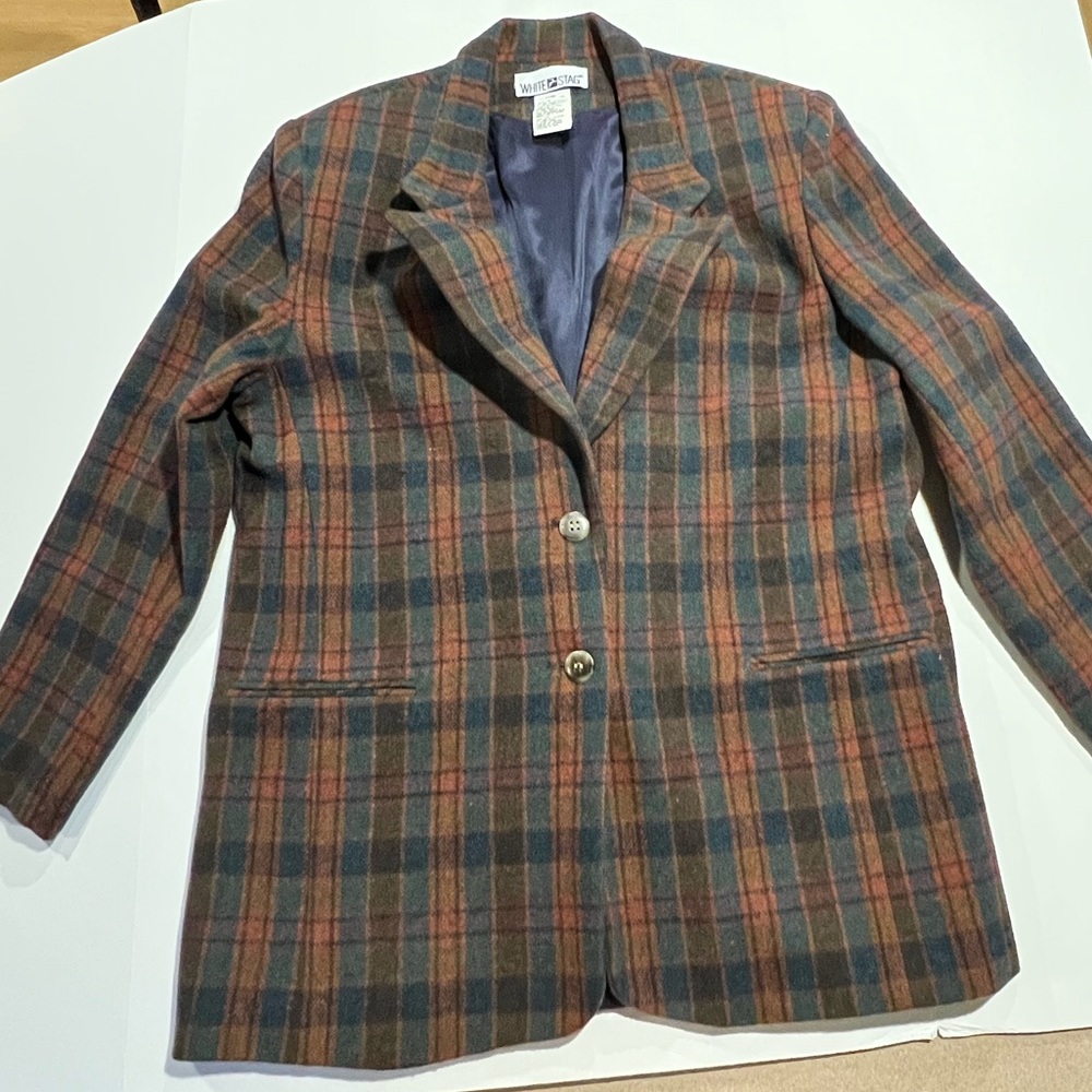 Vintage White Stag plaid blazer
